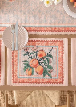 furn. Anemone Peaches Indoor/Outdoor Table Runner