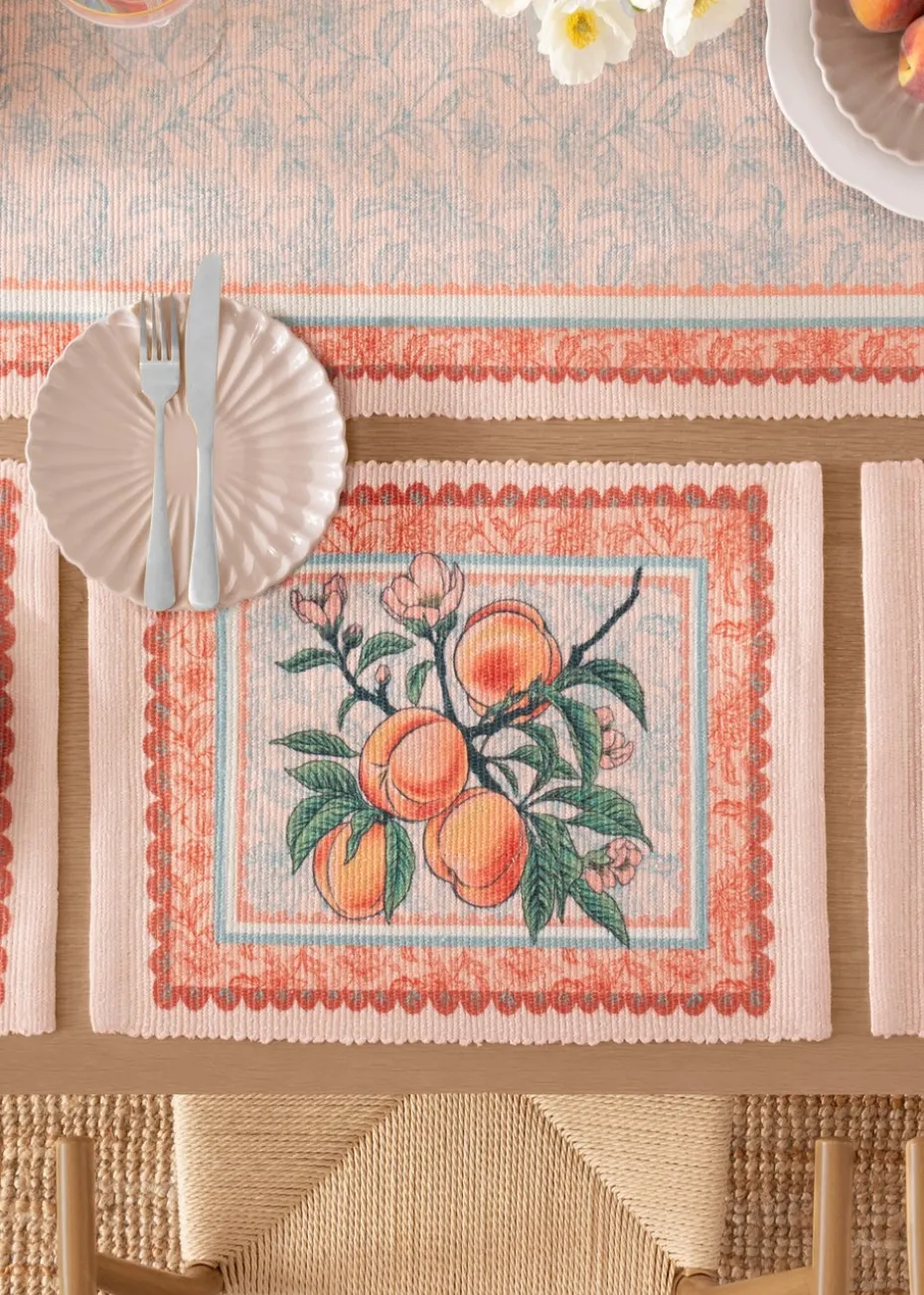 furn. Anemone Peaches Indoor/Outdoor Table Runner