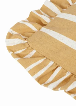 Furn Carmon Stripe Ruffle Ochre Cushion (40 x 60 x 8 cm)