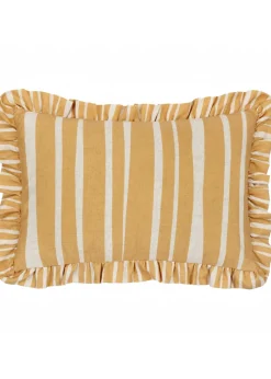 Furn Carmon Stripe Ruffle Ochre Cushion (40 x 60 x 8 cm)