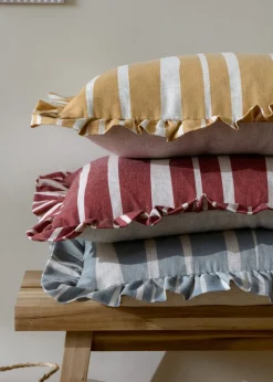 Furn Carmon Stripe Ruffle Blue Cushion (40 x 60 x 8 cm)