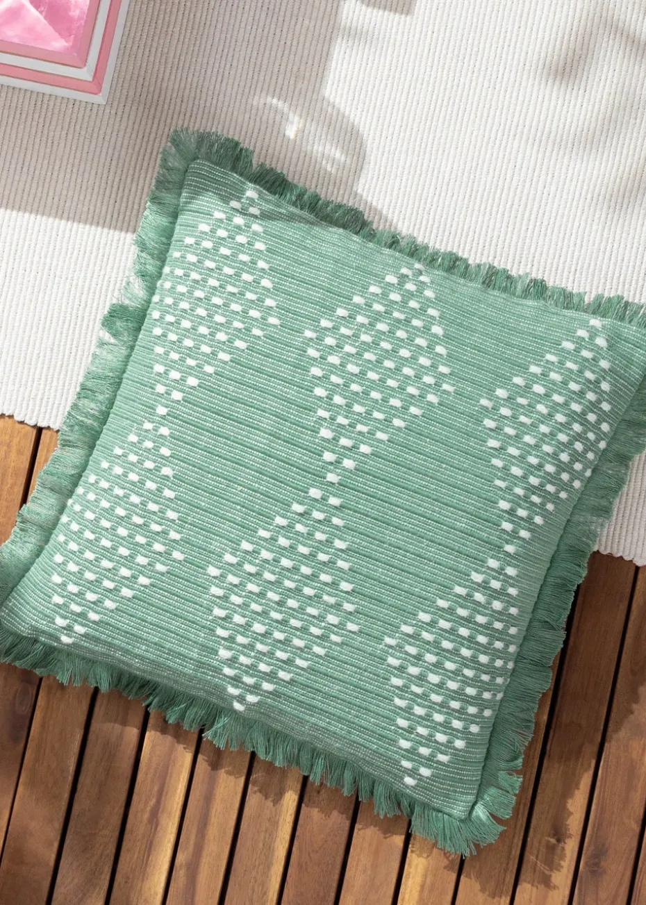 furn. Green Kadie PET Woven Outdoor Filled Cushion (45 x 45 x 8cm)