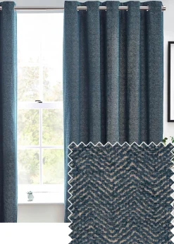furn. Hudson Herringbone Chenille Eyelet Curtains