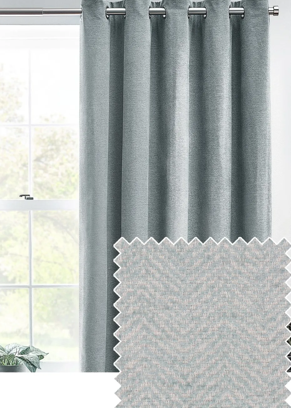 furn. Hudson Herringbone Chenille Eyelet Curtains
