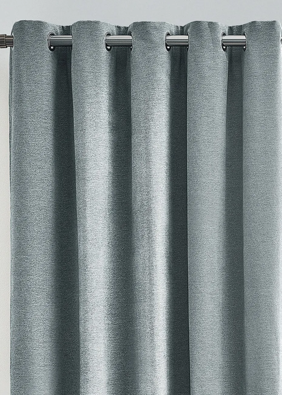 furn. Hudson Herringbone Chenille Eyelet Curtains