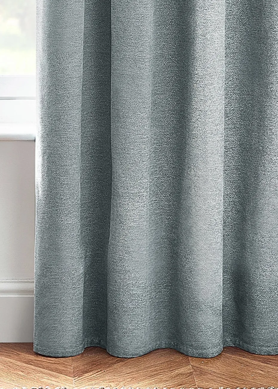 furn. Hudson Herringbone Chenille Eyelet Curtains