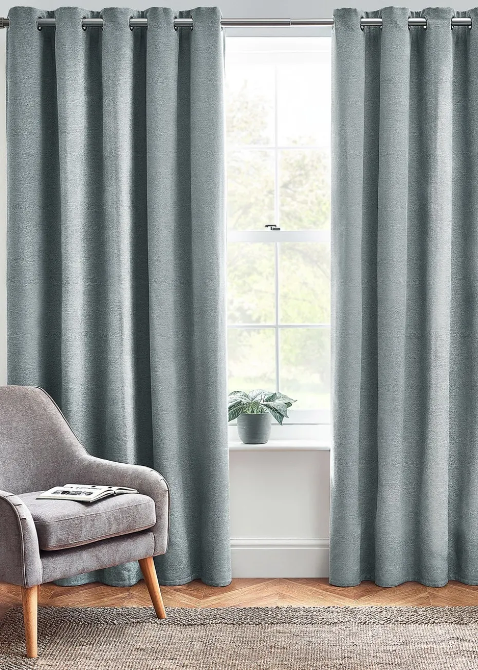 furn. Hudson Herringbone Chenille Eyelet Curtains