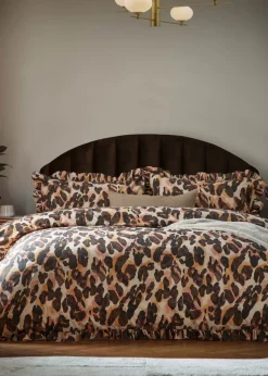 furn. Leopard Printed Frill Trim Duvet Cover Set