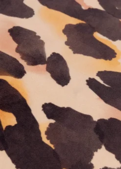 Furn Leopard Ruffle Printed Velvet Ruffle Multi Cushion (45 x 45 x 8 cm)