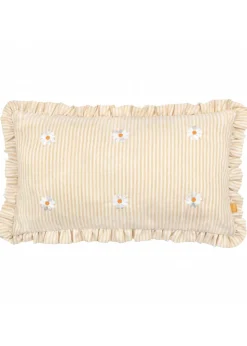 Furn Les Fleurs Embroidered Ruffle Yellow Cushion (30 x 50 x 8 cm)