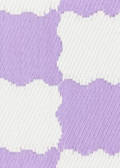 furn. Lilac Check Outdoor 100% Recycled Rug (120 x 180cm)