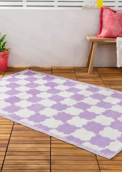 furn. Lilac Check Outdoor 100% Recycled Rug (120 x 180cm)