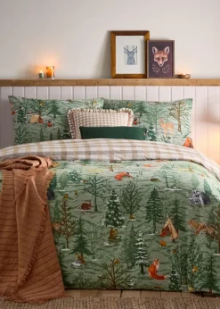 furn. Lodge Wood 100% Brushed Cotton Duvet Cover Set