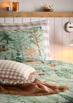 furn. Lodge Wood 100% Brushed Cotton Duvet Cover Set