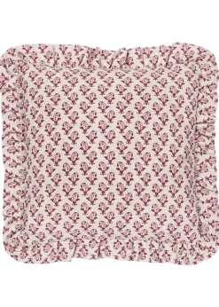 Furn Lulah Block Printed Ruffle Red Cushion (45 x 45 x 8 cm)
