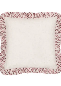 Furn Lulah Block Printed Ruffle Red Cushion (45 x 45 x 8 cm)