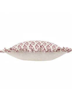 Furn Lulah Block Printed Ruffle Red Cushion (45 x 45 x 8 cm)