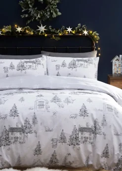 furn. Midwinter Toile Festive Reversible Duvet Cover Set