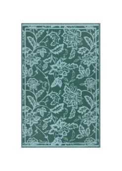furn. Teal Anemone Woven Jacquard Outdoor Rug