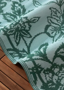 furn. Teal Anemone Woven Jacquard Outdoor Rug