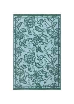 furn. Teal Anemone Woven Jacquard Outdoor Rug