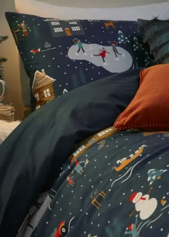 furn. Winter Pines Pyjama Fleece Christmas Duvet Cover Set