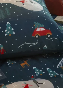 furn. Winter Pines Pyjama Fleece Christmas Duvet Cover Set