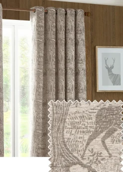 furn. Winter Woods Animal Chenille Eyelet Curtains