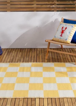 furn. Yellow Checkerboard Recycled Outdoor Rug