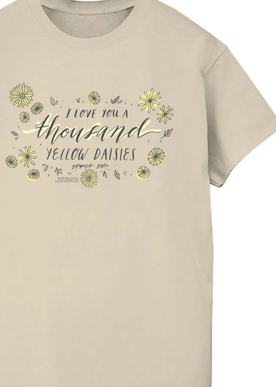 Gilmore Girls Sand Yellow Daisies Printed Boyfriend Fit T-Shirt