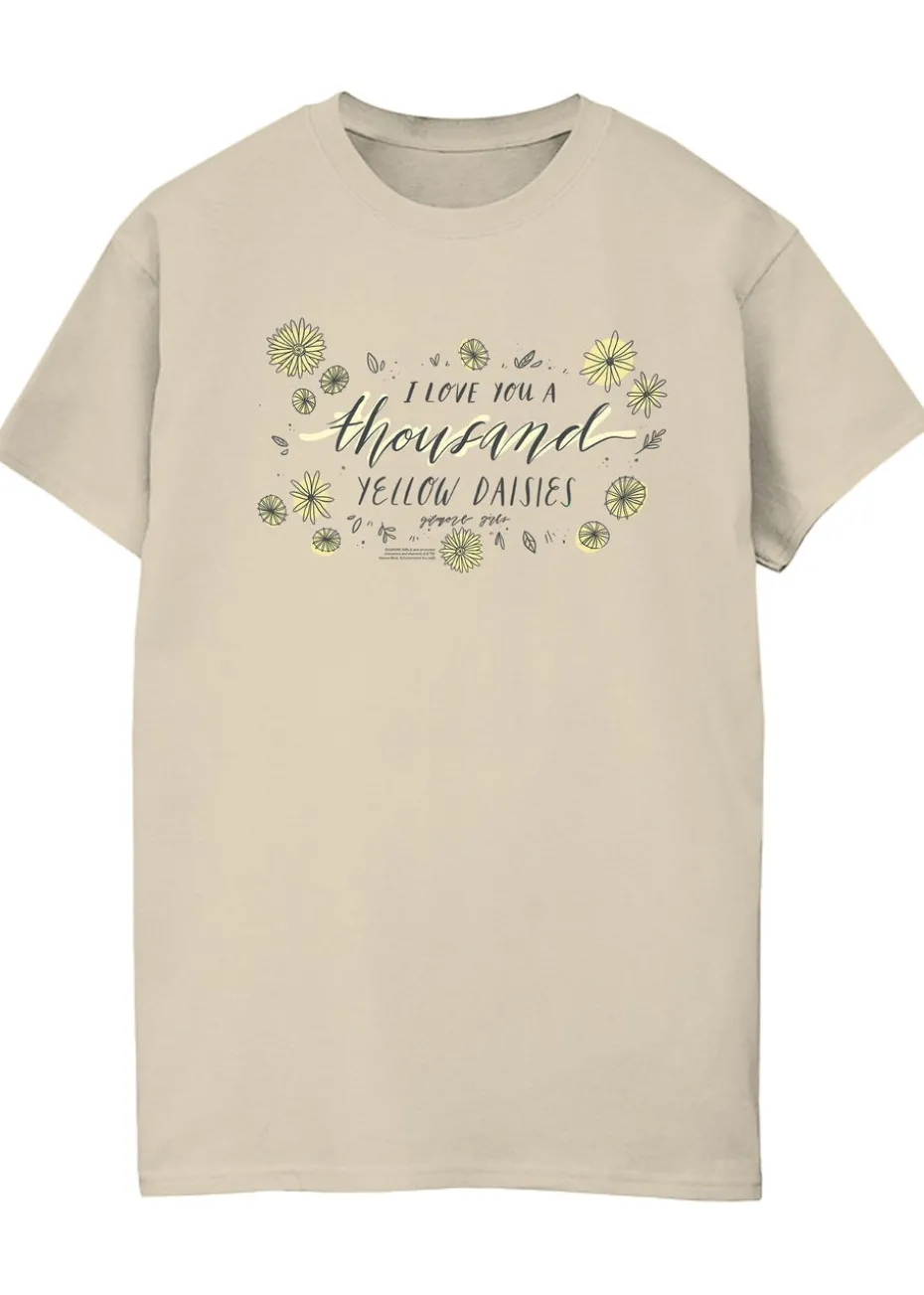 Gilmore Girls Sand Yellow Daisies Printed Boyfriend Fit T-Shirt