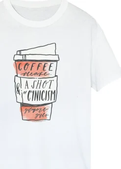 Gilmore Girls White Coffee Please Printed Boyfriend Fit T-Shirt