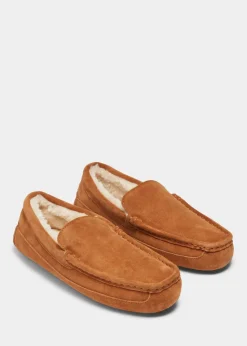 Ginger Real Suede Faux Fur Moccasin Slippers