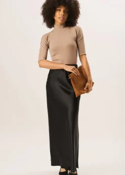 Gini London Black Bias Maxi Skirt
