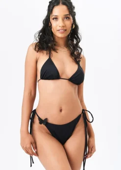 Gini London Black Butterfly Detail Tie Side Bikini Bottoms