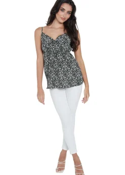 Gini London Black Floral Strappy Cami Top