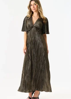 Gini London Black Occassion Metallic Plisse Dress