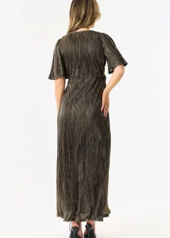 Gini London Black Occassion Metallic Plisse Dress