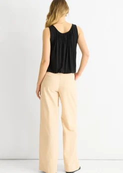 Gini London Black Round Neck Oversized Sleeveless Top