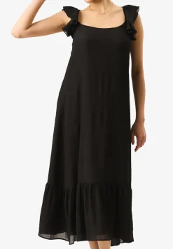 Gini London Black Ruffle Short Sleeve Maxi Dress