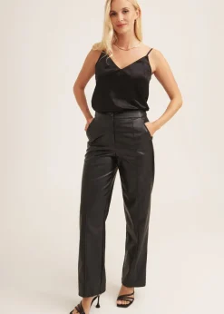 Gini London Black Strappy Velvet Cami Top