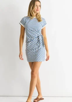 Gini London Blue Stretch Stripe Mini Dress