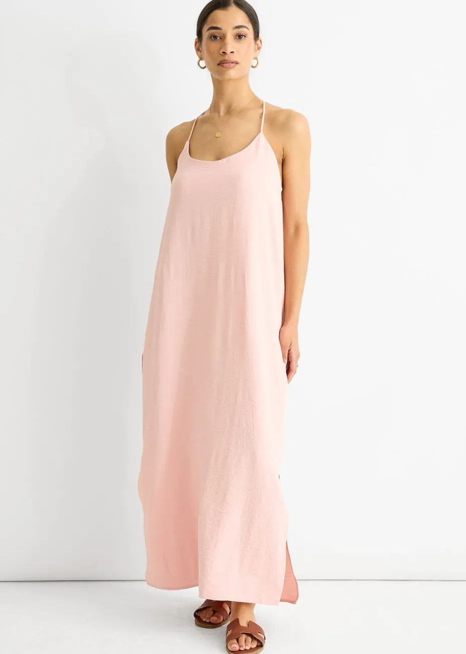 Gini London Blush Strappy Cross Back Airflow Oversized dress