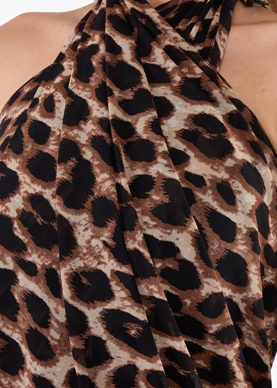 Gini London Brown Animal Print Multiwear Beach Sarong