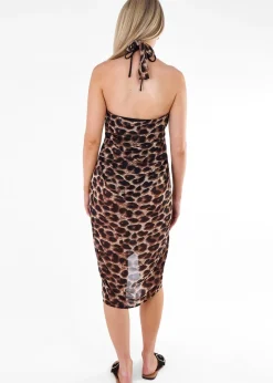 Gini London Brown Animal Print Multiwear Beach Sarong
