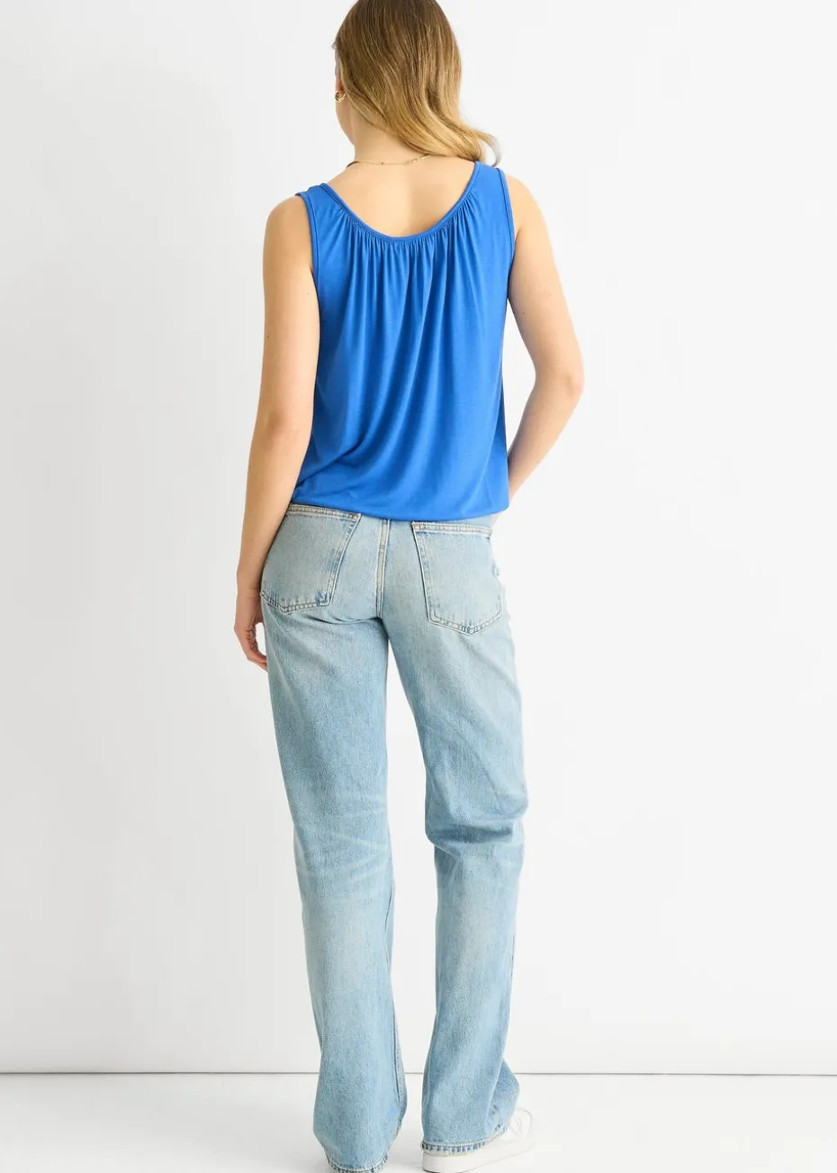 Gini London Dark Blue Round Neck Oversized Sleeveless Top