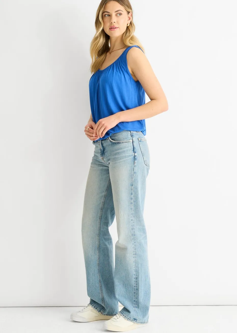 Gini London Dark Blue Round Neck Oversized Sleeveless Top