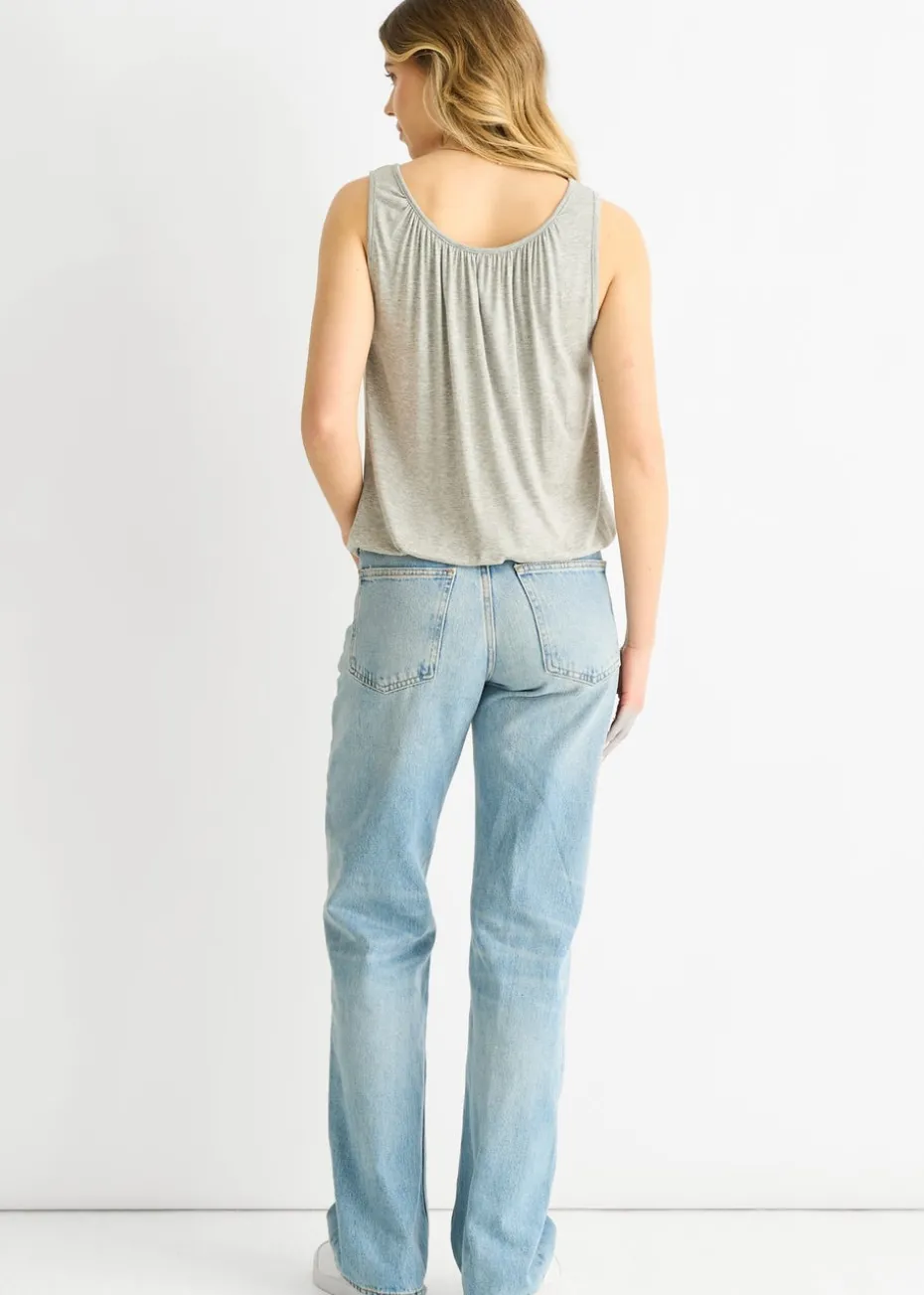 Gini London Dark Grey Round Neck Oversized Sleeveless Top