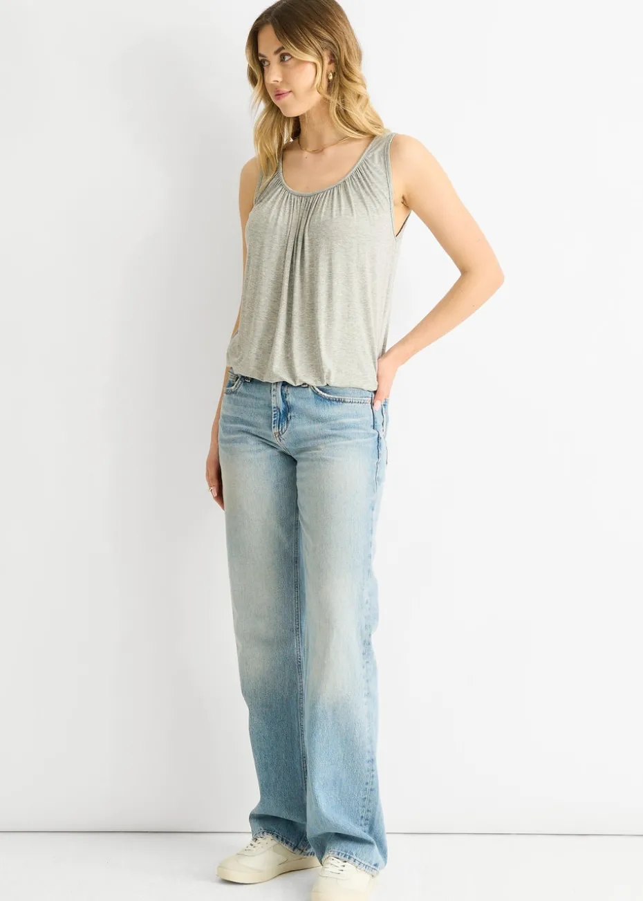 Gini London Dark Grey Round Neck Oversized Sleeveless Top