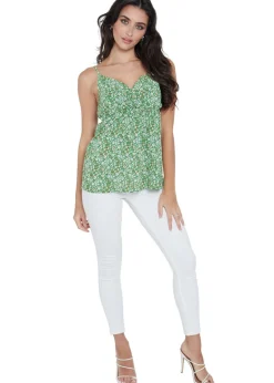 Gini London Green Floral Strappy Cami Top